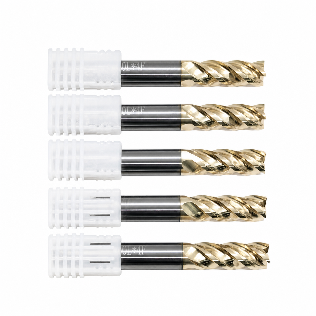Solid carbide flat-bottom end mill for titanium alloys